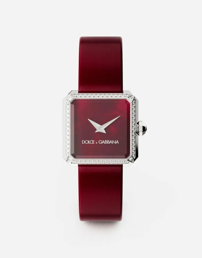 Dolce and Gabbana WatchesandStraps Women Sofia Steel Watch With Colorless Diamonds Bordeaux
