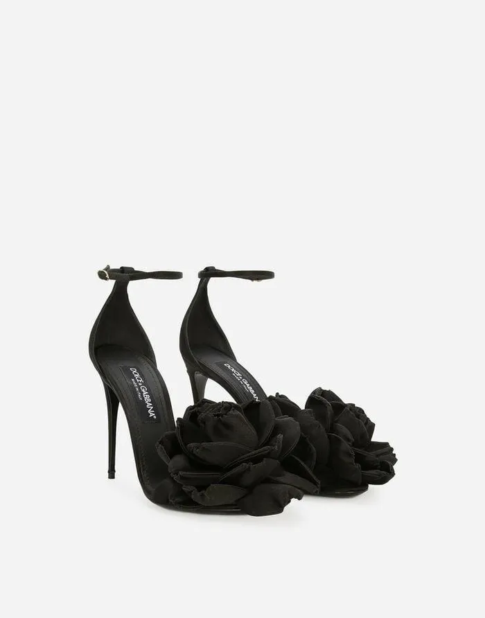 Dolce and Gabbana Wear It Like DGCelebs Women Satin Sandals Black Dolce and Gabbana Wear It Like DGCelebs Women Satin Sandals Black
