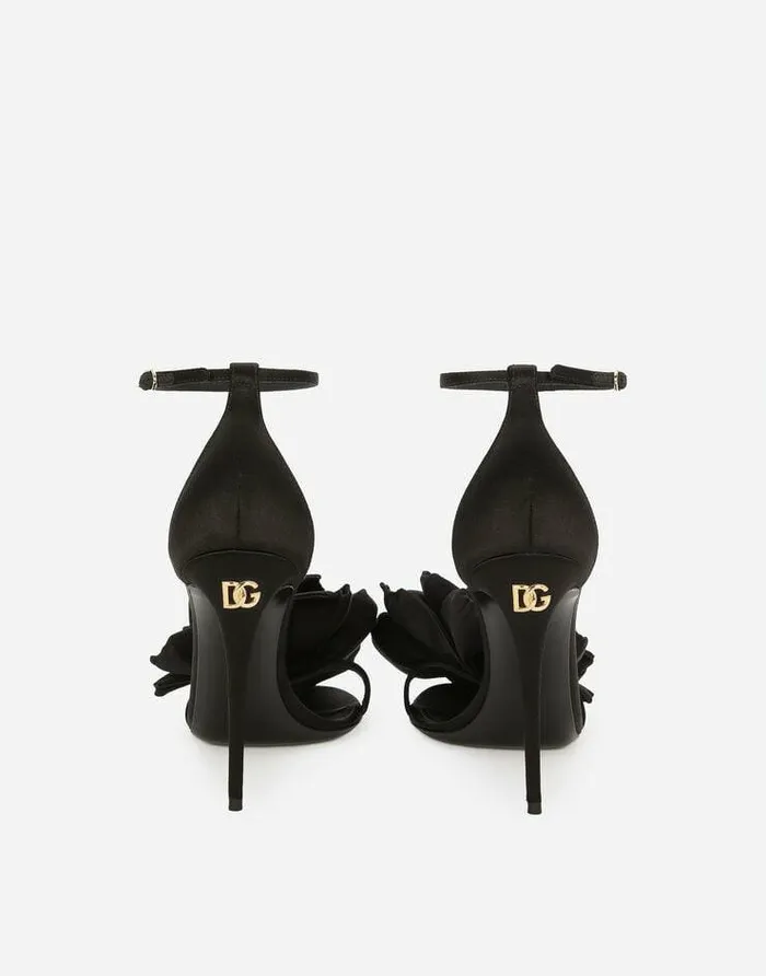 Dolce and Gabbana Wear It Like DGCelebs Women Satin Sandals Black Dolce and Gabbana Wear It Like DGCelebs Women Satin Sandals Black