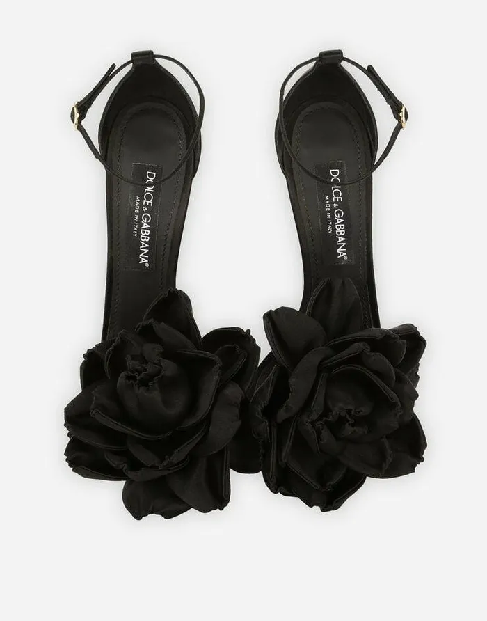 Dolce and Gabbana Wear It Like DGCelebs Women Satin Sandals Black Dolce and Gabbana Wear It Like DGCelebs Women Satin Sandals Black