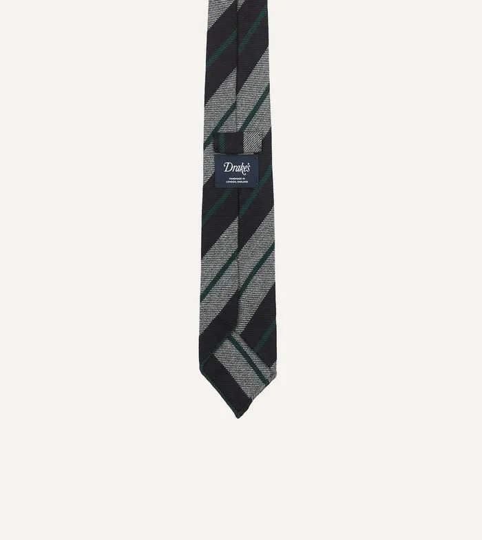 Drake039s Black And Grey Multi Stripe Hand Rolled Wool Tie 8211 Ties