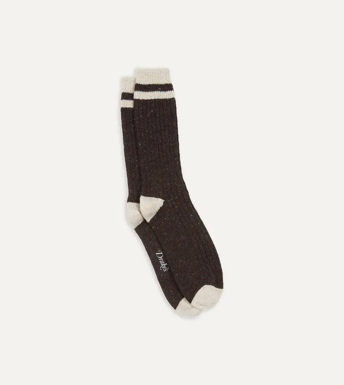 Drake039s Brown Striped Donegal Wool Socks 8211 Accessories