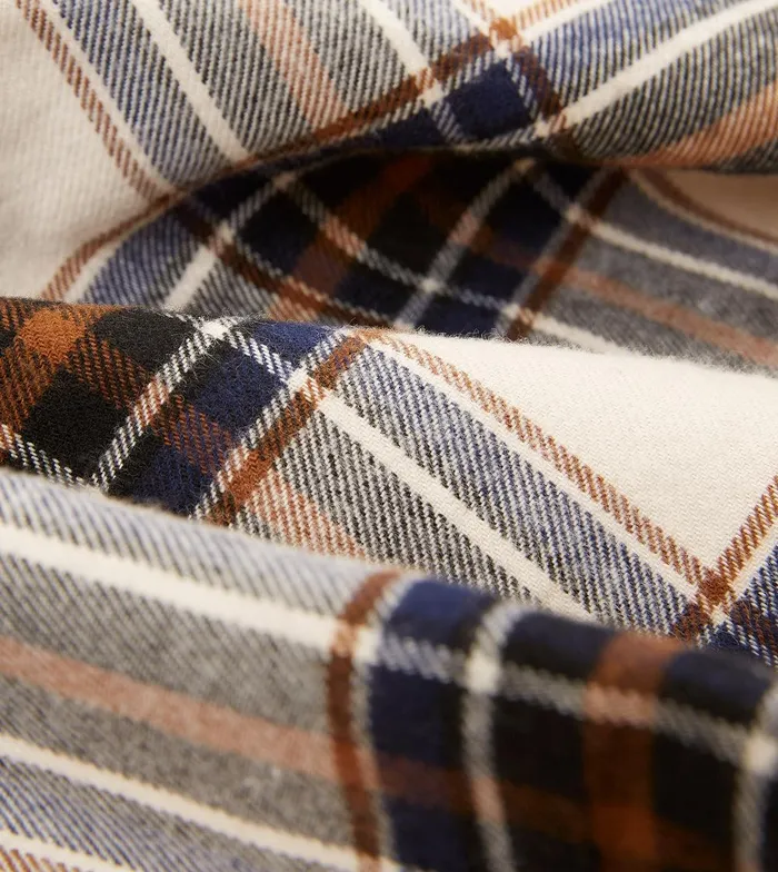 Drake039s Cream And Navy Check Brushed Cotton TwoPocket Work Shirt 8211 Shirts