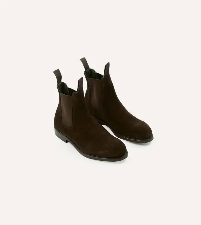 Drake039s Dark Brown Suede Hancock Goodyear Welted Chelsea Boot 8211 Footwear