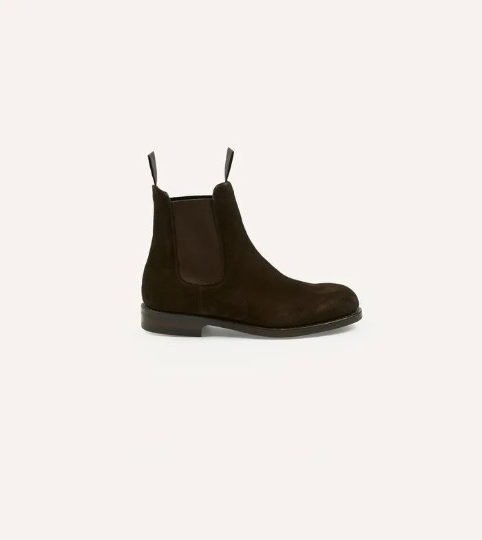 Drake039s Dark Brown Suede Hancock Goodyear Welted Chelsea Boot 8211 Footwear