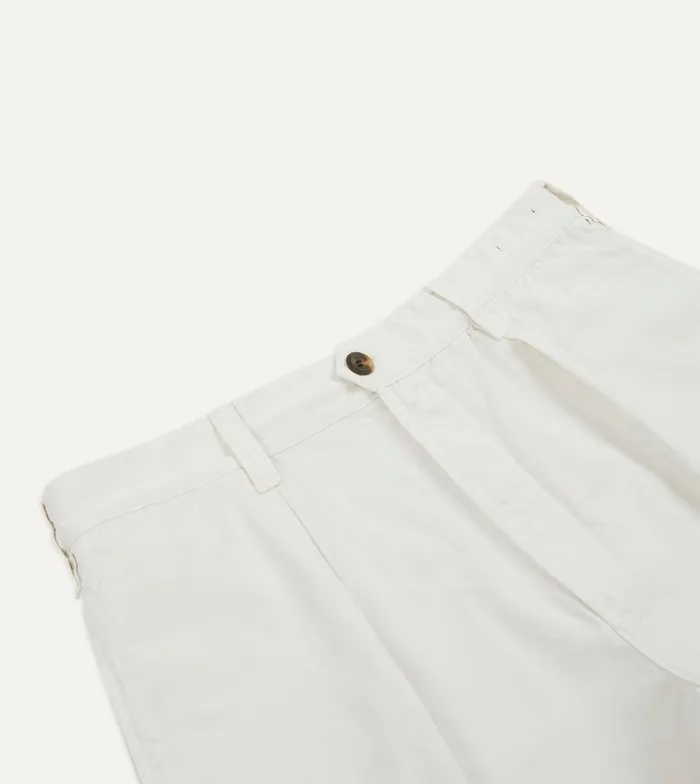 Drake039s Ecru Cotton Twill SinglePleat Shorts 8211 Clothing