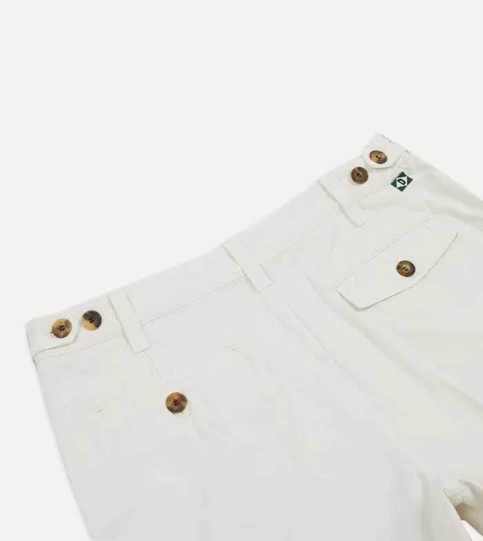 Drake039s Ecru Cotton Twill SinglePleat Shorts 8211 Clothing