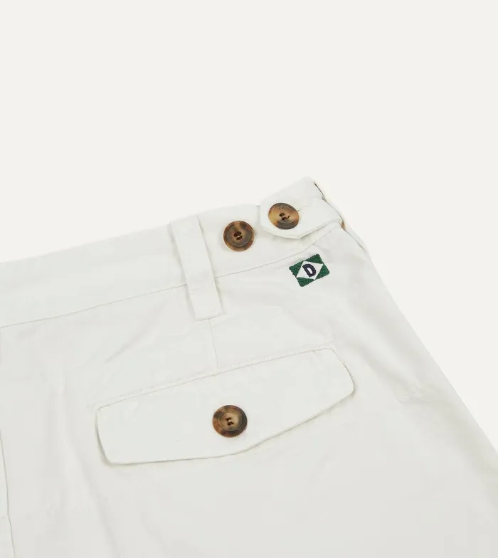Drake039s Ecru Cotton Twill SinglePleat Shorts 8211 Clothing