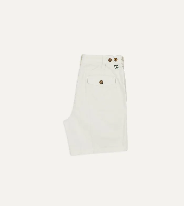 Drake039s Ecru Cotton Twill SinglePleat Shorts 8211 Clothing