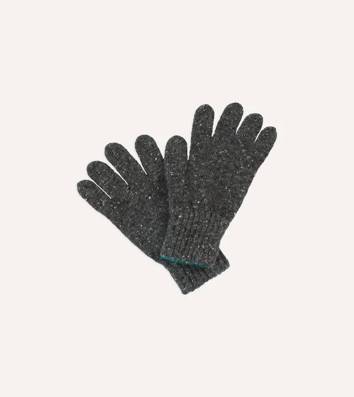 Drake039s Grey Merino Wool Knitted Gloves 8211 Accessories
