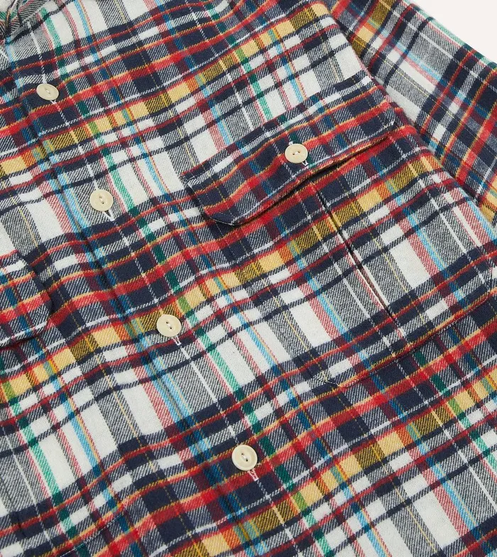 Drake039s Multi Check Brushed Cotton TwoPocket Work Shirt 8211 Shirts