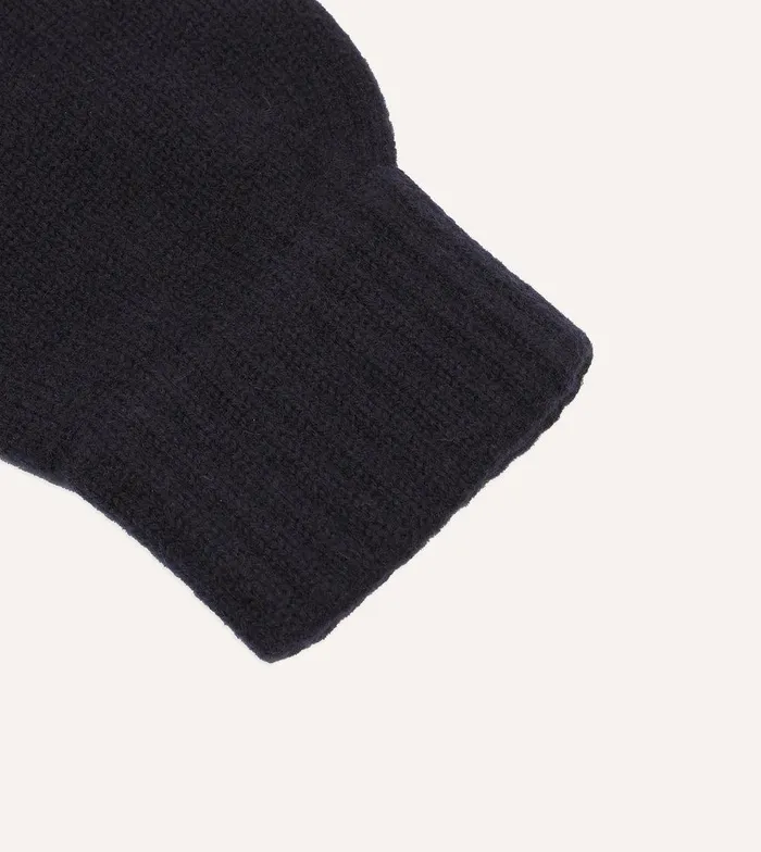 Drake039s Navy Cashmere Knitted Gloves 8211 Accessories