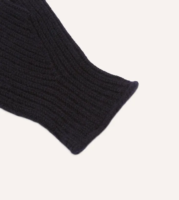 Drake039s Navy Lambswool Knitted Gloves 8211 Accessories