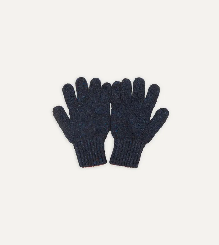 Drake039s Navy Merino Wool Knitted Gloves 8211 Accessories