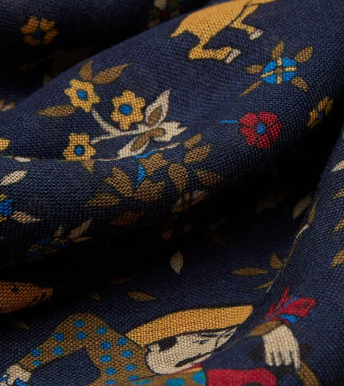 Drake039s Navy Mughal Print WoolSilk Square Scarf 8211 Accessories