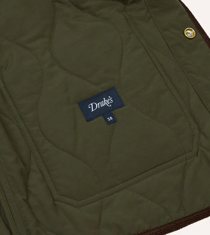 Drake039s Olive Quilted Nylon Snap Vest 8211 Clothing