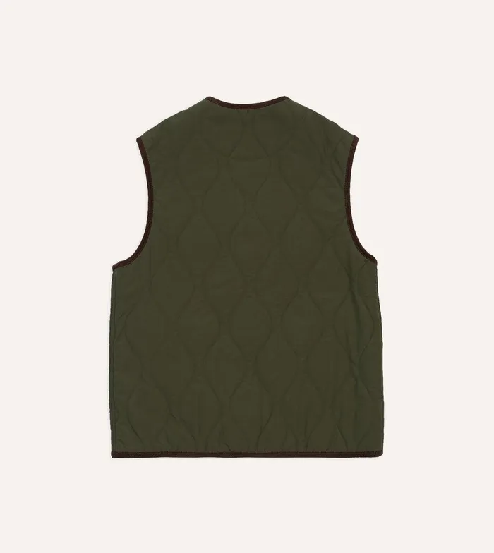 Drake039s Olive Quilted Nylon Snap Vest 8211 Clothing