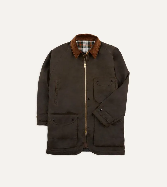 Drake039s Olive Waxed Long Coverall Jacket 8211 Clothing