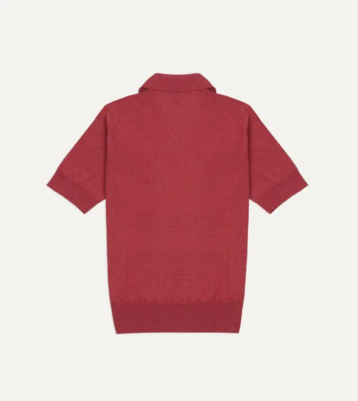 Drake039s Pink Knitted LinenCotton ShortSleeve Polo Shirt 8211 Clothing
