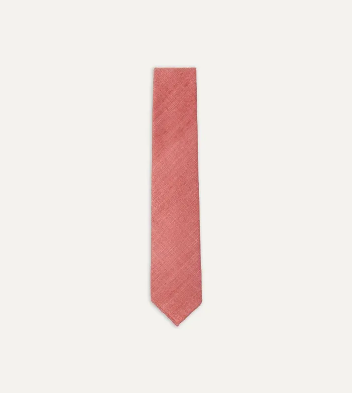 Drake039s Pink Tussah Hand Rolled Silk Tie 8211 Ties