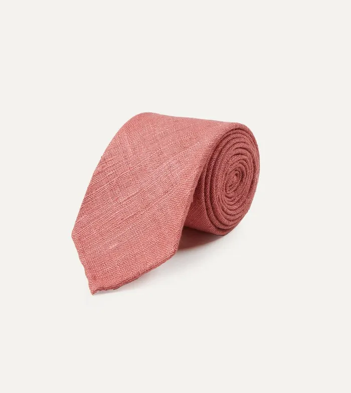 Drake039s Pink Tussah Hand Rolled Silk Tie 8211 Ties