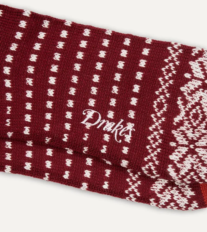 Drake039s Red Fair Isle Wool Cotton Socks 8211 Accessories