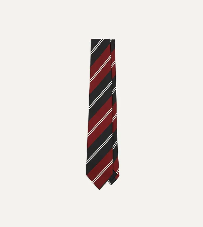Drake039s Red Navy And White Regimental Stripe Mogador Tipped Tie 8211 Ties