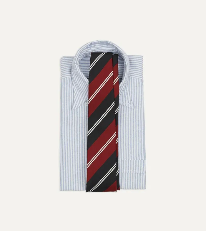 Drake039s Red Navy And White Regimental Stripe Mogador Tipped Tie 8211 Ties