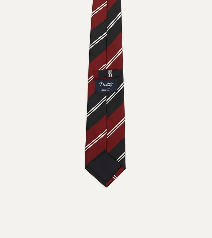 Drake039s Red Navy And White Regimental Stripe Mogador Tipped Tie 8211 Ties