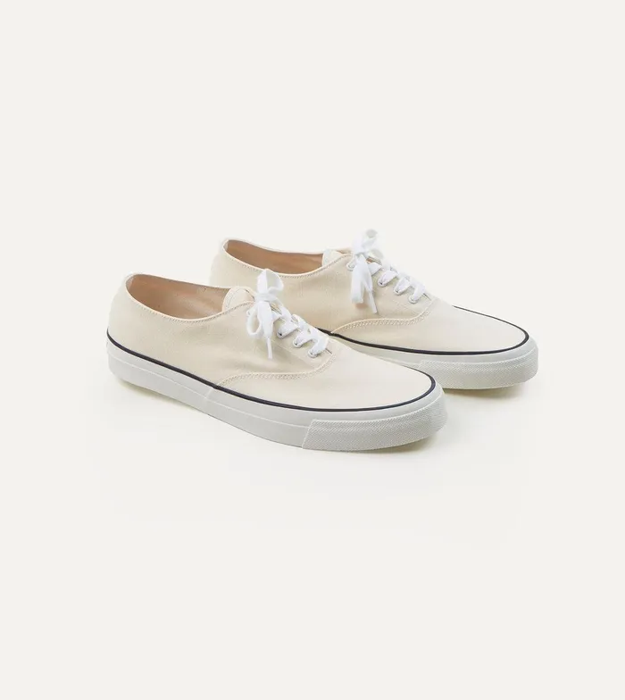 Drake039s Wakouwa By Anatomica Ecru Cotton Canvas Oxford Trainers 8211 Footwear