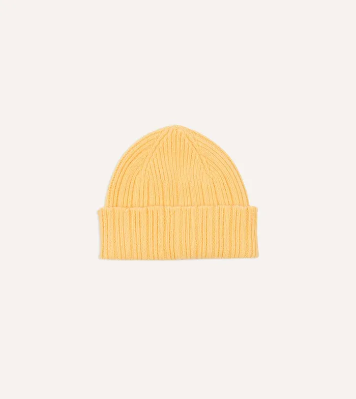 Drake039s Yellow Angora Lambswool Ribbed Knit Cap 8211 Accessories
