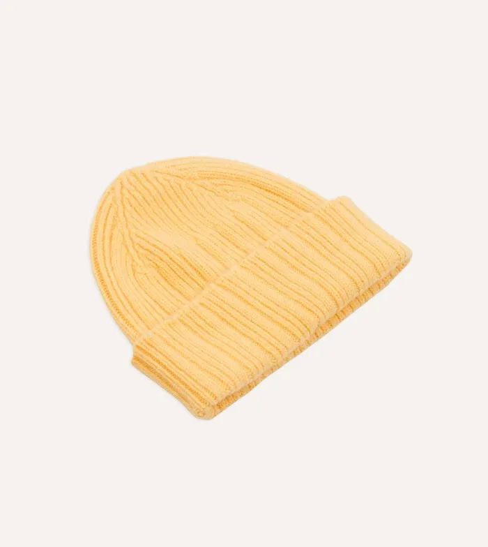 Drake039s Yellow Angora Lambswool Ribbed Knit Cap 8211 Accessories