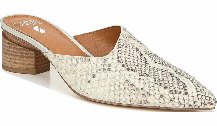 Dress Mules Women Franco Sarto Sarto Visa 2 Mule Natural Snake Print Leather