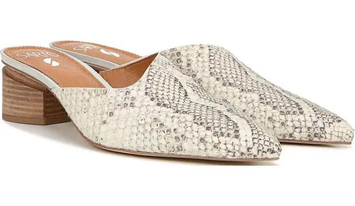 Dress Mules Women Franco Sarto Sarto Visa 2 Mule Natural Snake Print Leather