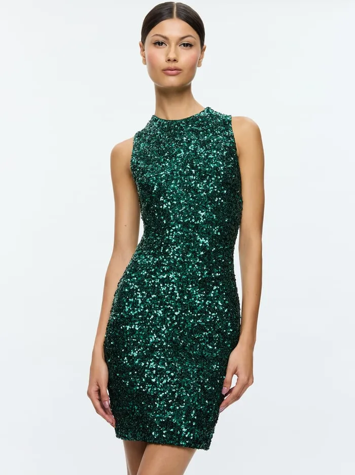 Dresses Women Alice Olivia Coley Sequin Mini Dress Forest Green