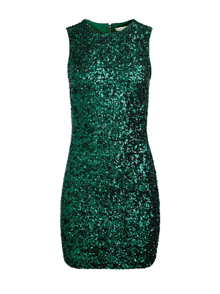 Dresses Women Alice Olivia Coley Sequin Mini Dress Forest Green