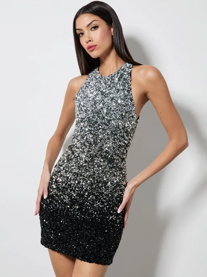 Dresses Women Alice Olivia Pania Sequin Mini Dress Blacksilver