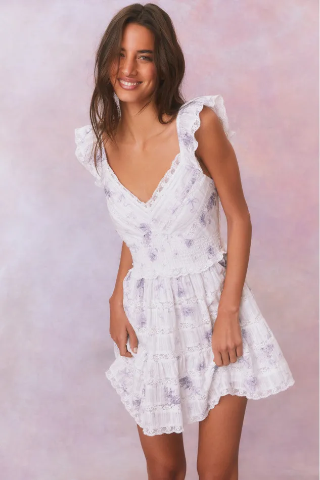 Dresses Women LoveShackFancy Finny Floral Mini Dress Misty Sea
