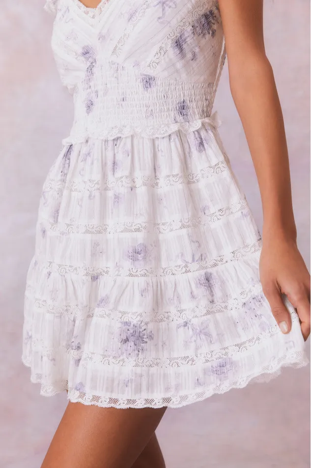 Dresses Women LoveShackFancy Finny Floral Mini Dress Misty Sea