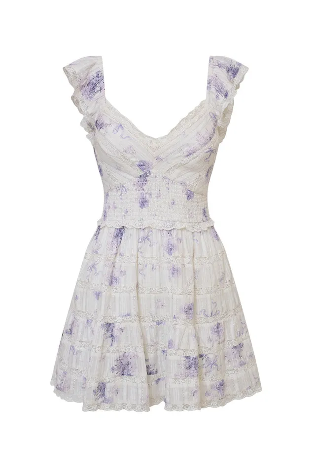 Dresses Women LoveShackFancy Finny Floral Mini Dress Misty Sea