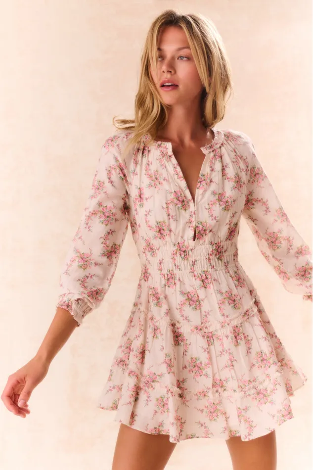 Dresses Women LoveShackFancy Mellini Floral Cotton Mini Dress Mauve Ballet