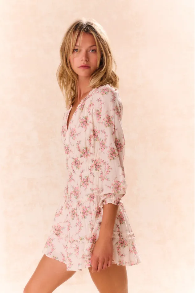 Dresses Women LoveShackFancy Mellini Floral Cotton Mini Dress Mauve Ballet