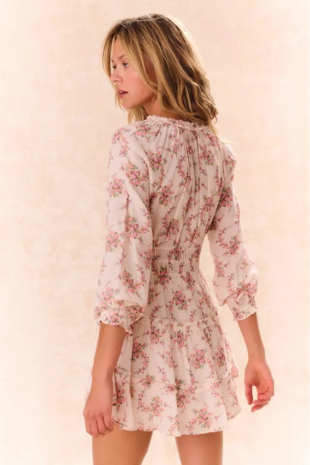 Dresses Women LoveShackFancy Mellini Floral Cotton Mini Dress Mauve Ballet