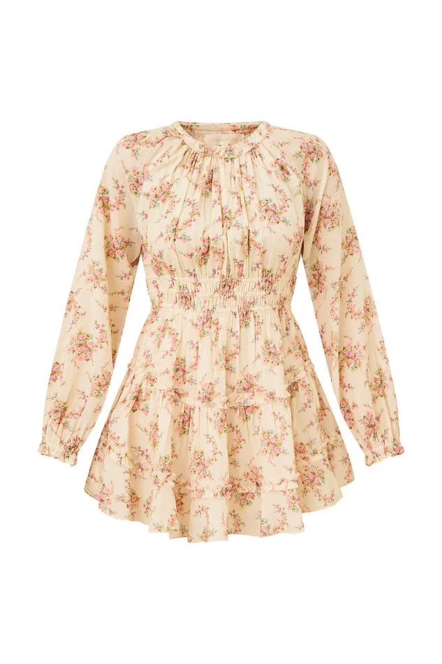 Dresses Women LoveShackFancy Mellini Floral Cotton Mini Dress Mauve Ballet