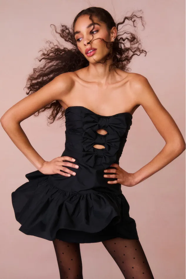 Dresses Women LoveShackFancy Woodlow Bow Mini Dress Black