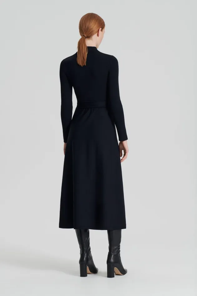 Dresses Women Scanlan Theodore CREPE KNIT BUTTON SOFT DRESS Black Dresses Women Scanlan Theodore CREPE KNIT BUTTON SOFT DRESS Black