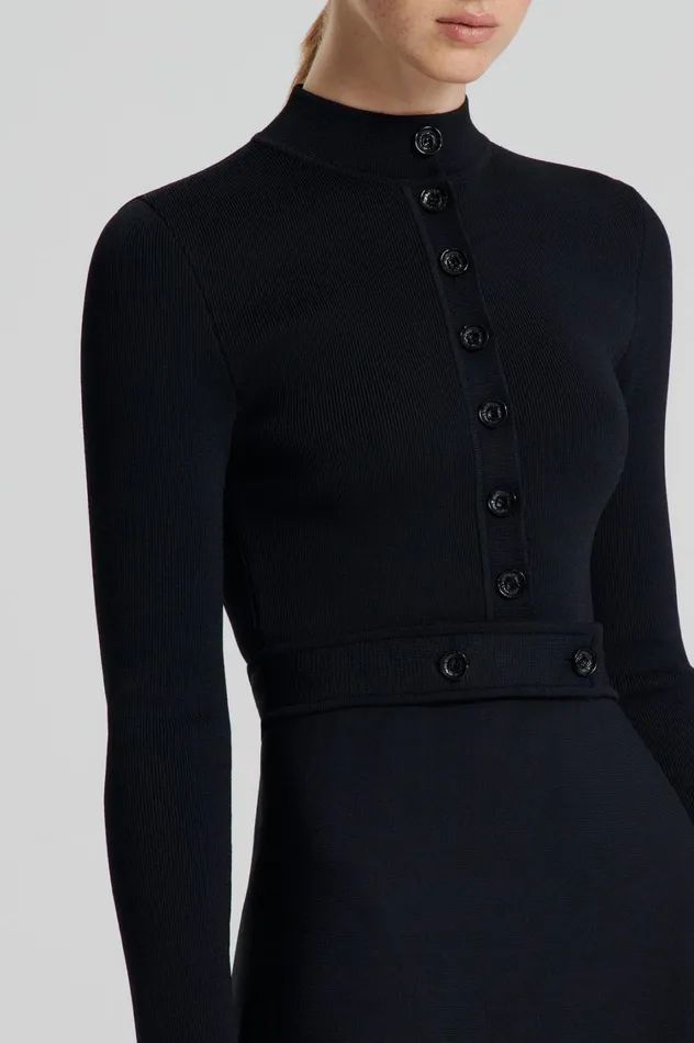 Dresses Women Scanlan Theodore CREPE KNIT BUTTON SOFT DRESS Black Dresses Women Scanlan Theodore CREPE KNIT BUTTON SOFT DRESS Black