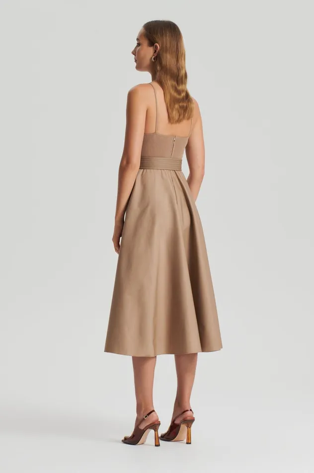 Dresses Women Scanlan Theodore CREPE KNIT CAMISOLE COTTON DRESS Camel Dresses Women Scanlan Theodore CREPE KNIT CAMISOLE COTTON DRESS Camel