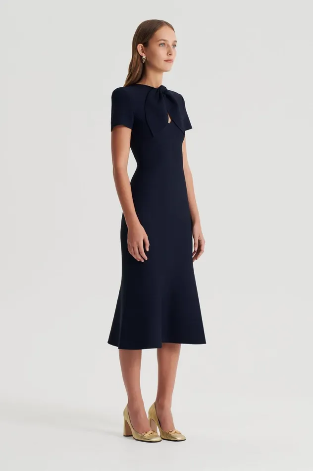 Dresses Women Scanlan Theodore CREPE KNIT CRAVAT DRESS Navy Dresses Women Scanlan Theodore CREPE KNIT CRAVAT DRESS Navy