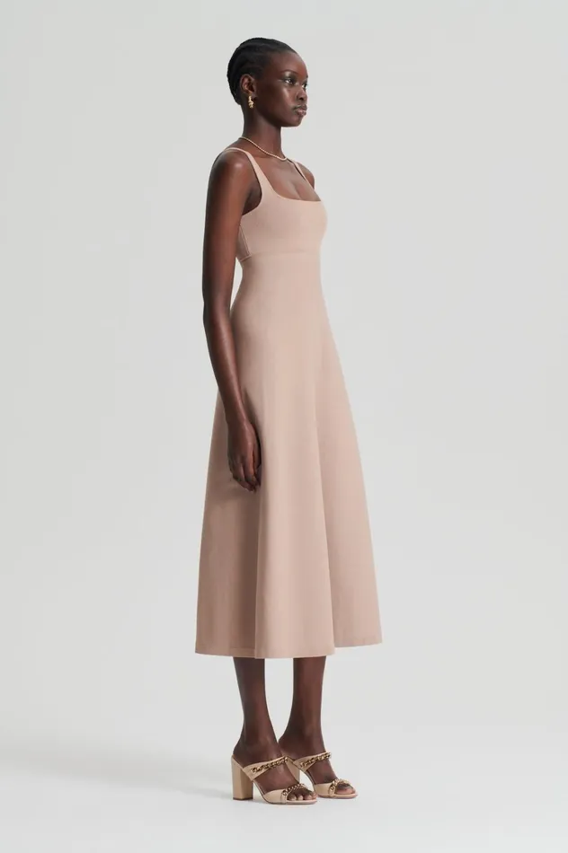 Dresses Women Scanlan Theodore CREPE KNIT SQUARE NECK DRESS Oat Dresses Women Scanlan Theodore CREPE KNIT SQUARE NECK DRESS Oat